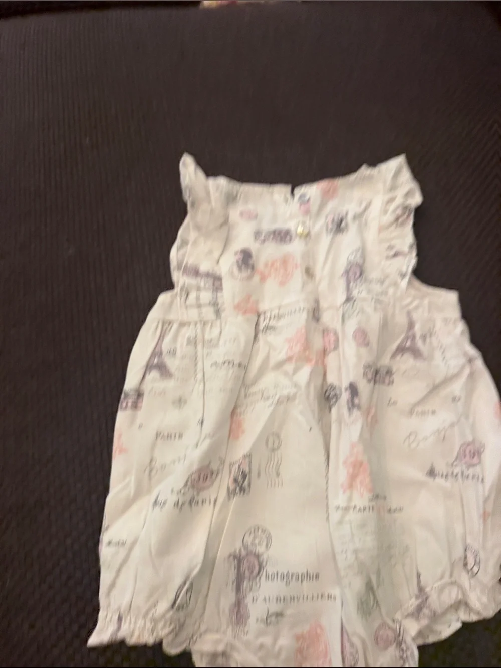 Girls' Cream & Pink Paris-Print Nightgown Romper